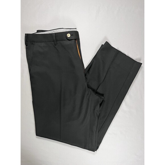 Peter Millar Mens Pants 35x29 Durham Performance Black Stretch Dress Pants Golf - Picture 2 of 13